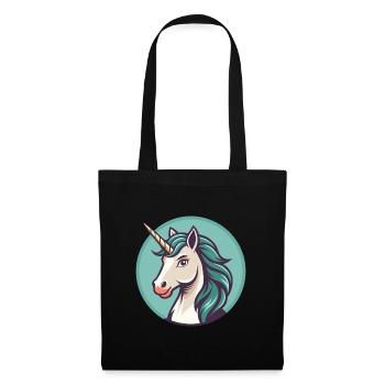 Licorne Kawaii Dessin animé Personnage Animal Animal Visage - Sac en tissu - noir - Devant