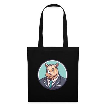 rhinocéros kawaii dessin animé personnage animal visage d’animal de compagnie - Sac en tissu - noir - Devant