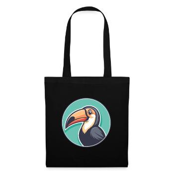 Toucan Kawaii Cartoon Character Animal Pet Face - Tote Bag - black - Front