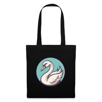 cygne kawaii dessin animé personnage animal visage d’animal - Sac en tissu - noir - Devant