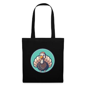Turkey Kawaii Cartoon Character Animal Pet Face - Tote Bag - black - Front