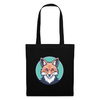 Fox Kawaii Cartoon Character Animal Pet Face - Tote Bag - black - Front