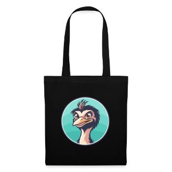 Emu Kawaii Dessin animé Personnage Animal Animal Visage - Sac en tissu - noir - Devant