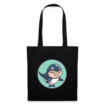 baleine kawaii dessin animé personnage animal visage d’animal - Sac en tissu - noir - Devant