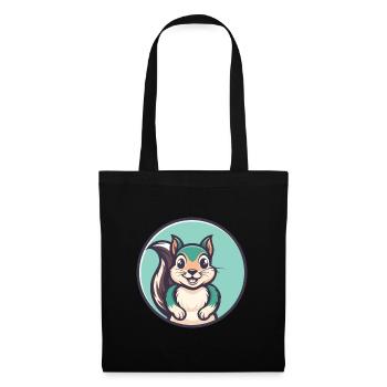 Squirrel Kawaii Cartoon Character Animal Pet Face - Tote Bag - black - Front