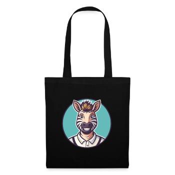 Zebra Kawaii Cartoon Character Animal Pet Face - Tote Bag - black - Front