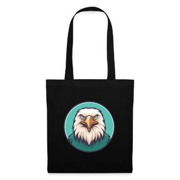 Eagle Kawaii Cartoon Character Animal Pet Face - Tote Bag - black - Front