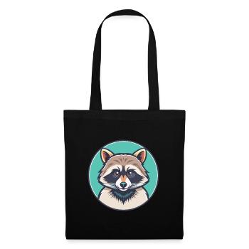Raccoon Kawaii Cartoon Character Animal Pet Face - Tote Bag - black - Front