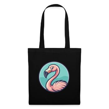Flamingo Kawaii Cartoon Character Animal Pet Face - Tote Bag - black - Front