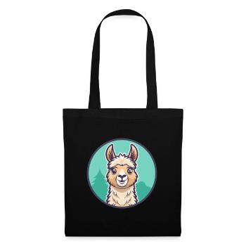 Llama Kawaii Cartoon Character Animal Pet Face - Tote Bag - black - Front