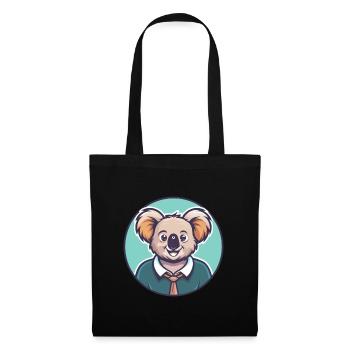 Koala Kawaii Dessin animé Personnage Animal Animal Visage - Sac en tissu - noir - Devant
