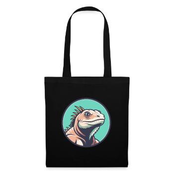 Iguana Kawaii Cartoon Character Animal Pet Face - Tote Bag - black - Front