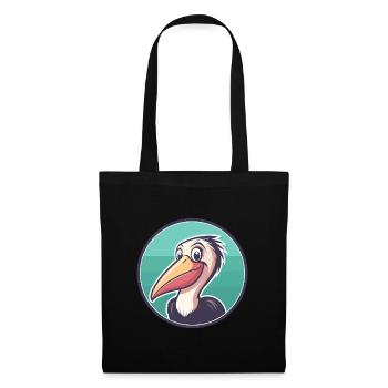 Pélican Kawaii Dessin Animé Personnage Animal Visage D’animal - Sac en tissu - noir - Devant