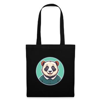Panda Kawaii Dessin animé Personnage Animal Animal Visage - Sac en tissu - noir - Devant