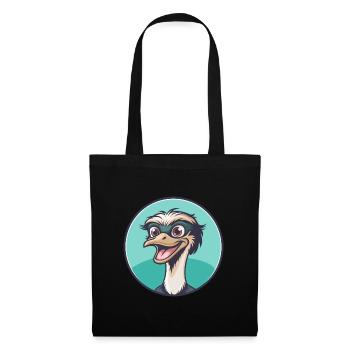 Ostrich Kawaii Cartoon Character Animal Pet Face - Tote Bag - black - Front