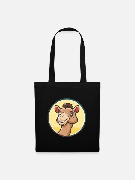 Camel Kawaii Dessin animé Personnage Animal Animal Visage - Sac en tissu - noir