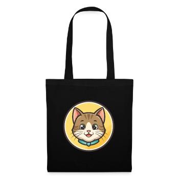 Cat Kawaii Cartoon Character Animal Pet Face - Tote Bag - black - Front