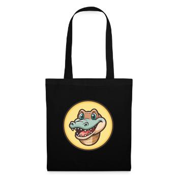 Crocodile Kawaii Dessin animé Personnage Animal Animal Visage - Sac en tissu - noir - Devant