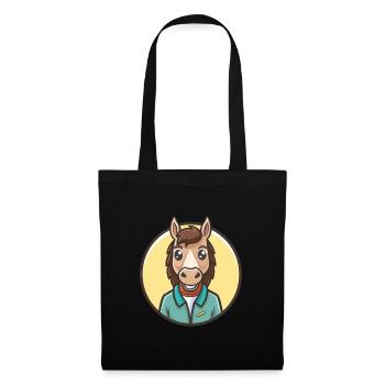 Cheval Kawaii Dessin animé Personnage Animal Animal Visage - Sac en tissu - noir - Devant