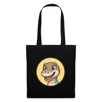 Dinosaur Kawaii Cartoon Character Animal Pet Face - Tote Bag - black - Front