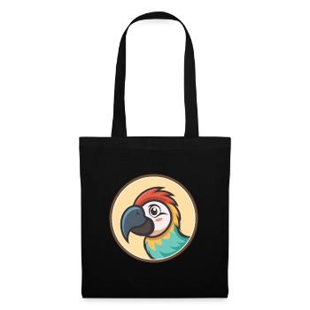 Perroquet Kawaii Dessin animé Personnage Animal Animal Visage - Sac en tissu - noir - Devant