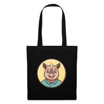 rhinocéros kawaii dessin animé personnage animal visage d’animal de compagnie - Sac en tissu - noir - Devant