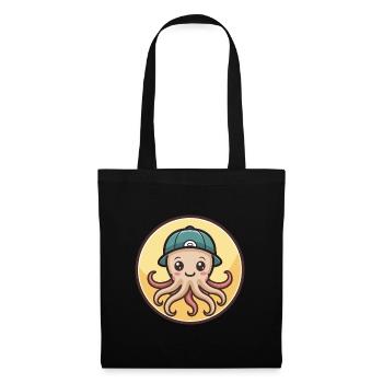 pieuvre kawaii dessin animé personnage animal visage d’animal de compagnie - Sac en tissu - noir - Devant