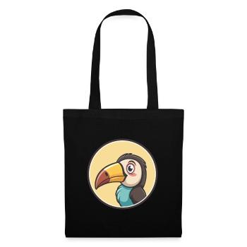 Toucan Kawaii Cartoon Character Animal Pet Face - Tote Bag - black - Front