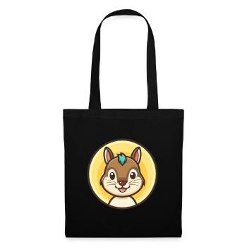 Squirrel Kawaii Cartoon Character Animal Pet Face - Tote Bag - black - Front