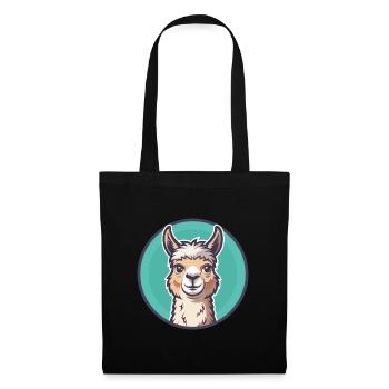 Alpaga Kawaii Dessin animé Personnage Animal Visage D’animal - Sac en tissu - noir - Devant