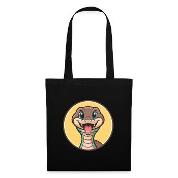 Serpent Kawaii Dessin animé Personnage Animal Animal Visage - Sac en tissu - noir - Devant