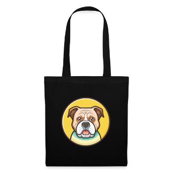 Dessin animé de race de chien bouledogue américain kawaii clipart - Sac en tissu - noir - Devant