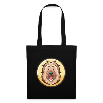 Briard Hund Rasse Cartoon Kawaii Clipart Tier Haustier - Stoffbeutel - Schwarz - Vorne