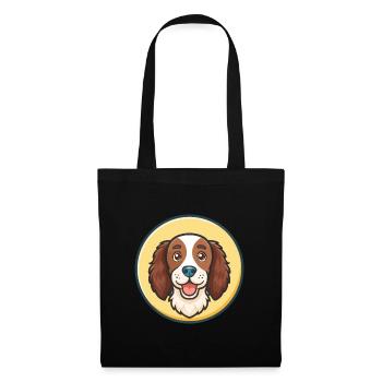 Bretagne Chien Race Coloré Dessin animé Kawaii Clipart - Sac en tissu - noir - Devant