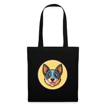 Bleu, Heeler, chien, race, drôle, dessin animé, Kawaii Clipart - Sac en tissu - noir - Devant