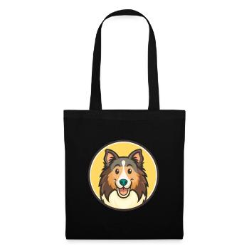 Collie Race de chien Dessin animé Kawaii Clipart Animal de compagnie - Sac en tissu - noir - Devant