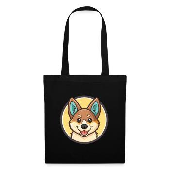 Dingo Hund Rasse Cartoon Kawaii Clipart Tier Haustier - Stoffbeutel - Schwarz - Vorne