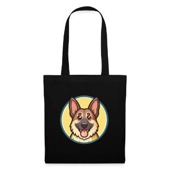 Berger allemand caniche chien race dessin animé Kawaii - Sac en tissu - noir - Devant