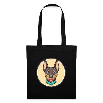 Deutsche Pinscher Hunderasse Cartoon Kawaii Clipart - Stoffbeutel - Schwarz - Vorne