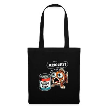 Design amusant de poisson en conserve - Sac en tissu - noir - Devant