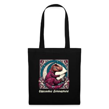 T-Rex Schlafen Offizielles Schlafshirt Geschenk - Stoffbeutel - Schwarz - Vorne