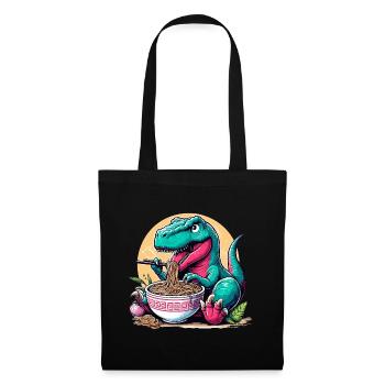 Mignon T-Rex Ramen Dino dinosaure cadeau - Sac en tissu - noir - Devant
