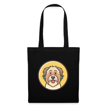 Berger des Pyrénées Race de chien Dessin animé Kawaii Clipart - Sac en tissu - noir - Devant