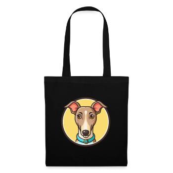 Dessin animé kawaii de race de chien lévrier Rampur - Sac en tissu - noir - Devant