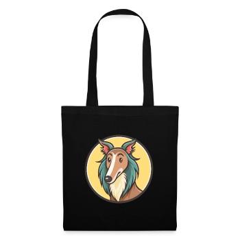 Silken Windhound Chien Race Dessin animé Kawaii Clipart - Sac en tissu - noir - Devant
