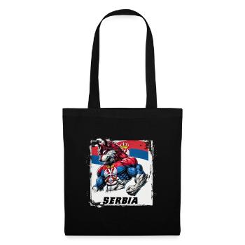 Serbien Wolf Flaggen Design - Stoffbeutel - Schwarz - Vorne