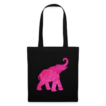 Yoga pink Elefant Meditation Energie Mandala Deko - Stoffbeutel - Schwarz - Vorne