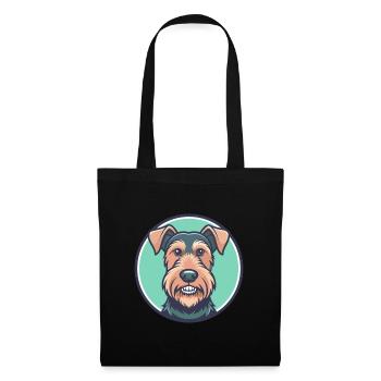 Airedale Terrier Chien Race Dessin animé Kawaii Clipart - Sac en tissu - noir - Devant