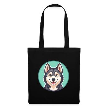 Alaskan Klee Kai Chien Race Dessin animé Kawaii Clipart - Sac en tissu - noir - Devant