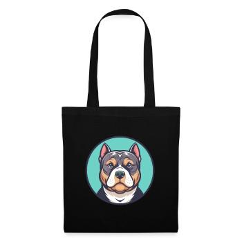 American Bully chien race dessin animé Kawaii Clipart - Sac en tissu - noir - Devant